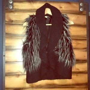 Michael Kors Faux Ostrich Feather Vest